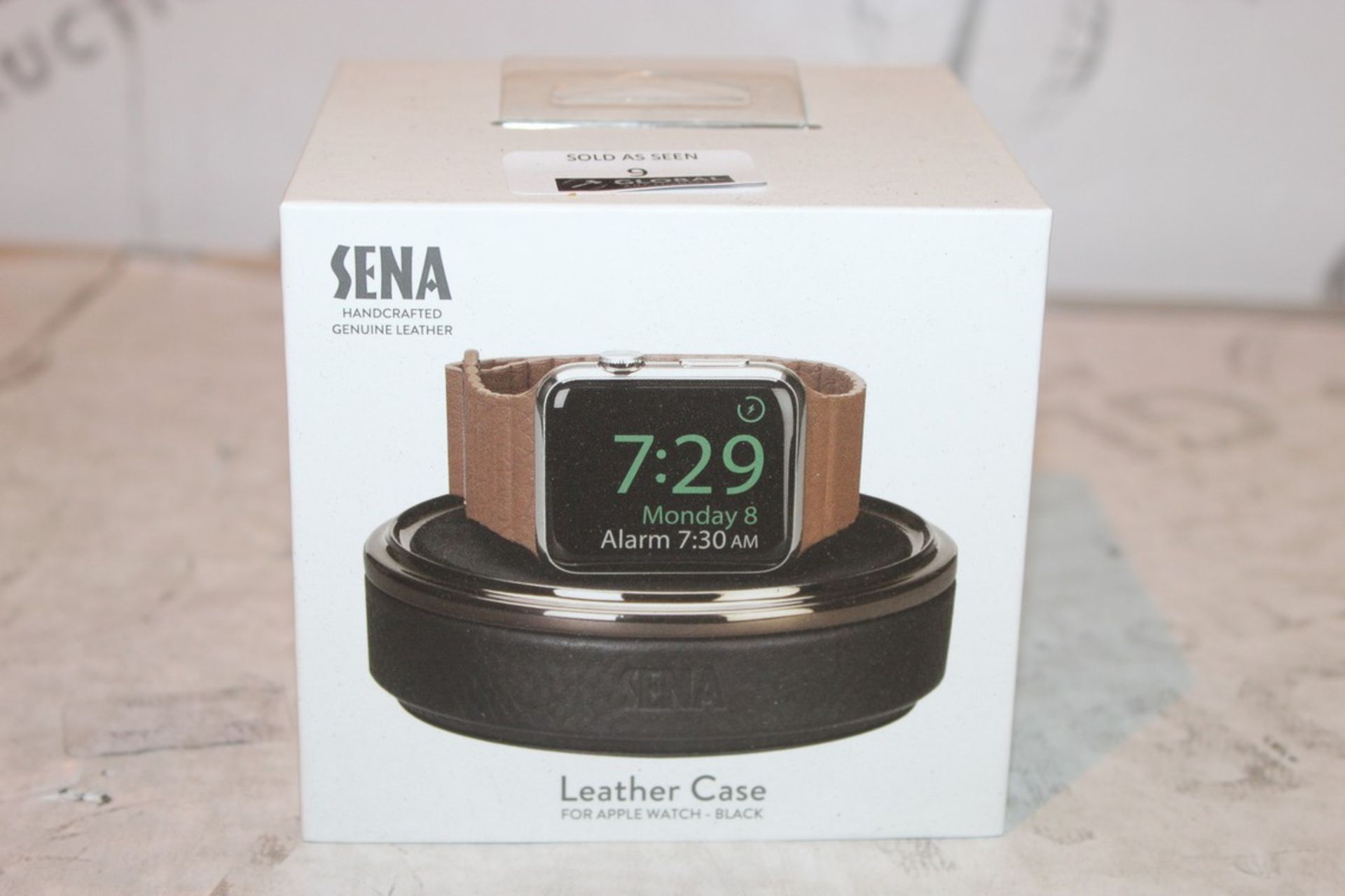 2 Boxed Sena, Black leather Apple Watch Cases, Combined RRP£70.00