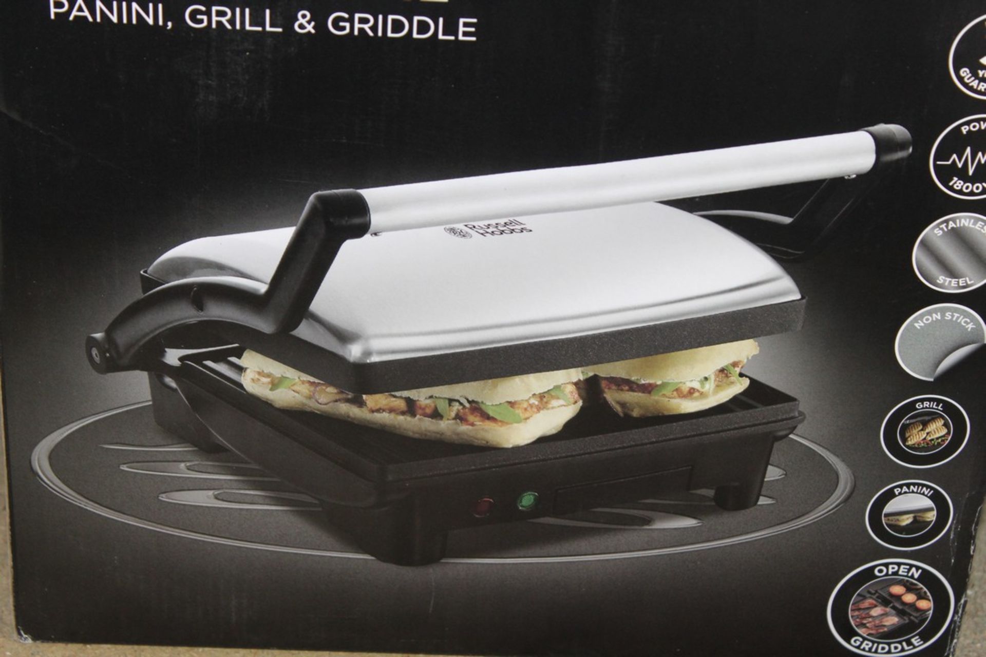 Boxed Russell Hobbs 3 In 1 Pannini Grill And Griddle Hot Plate RRP £50 (Untested Customer Return) (