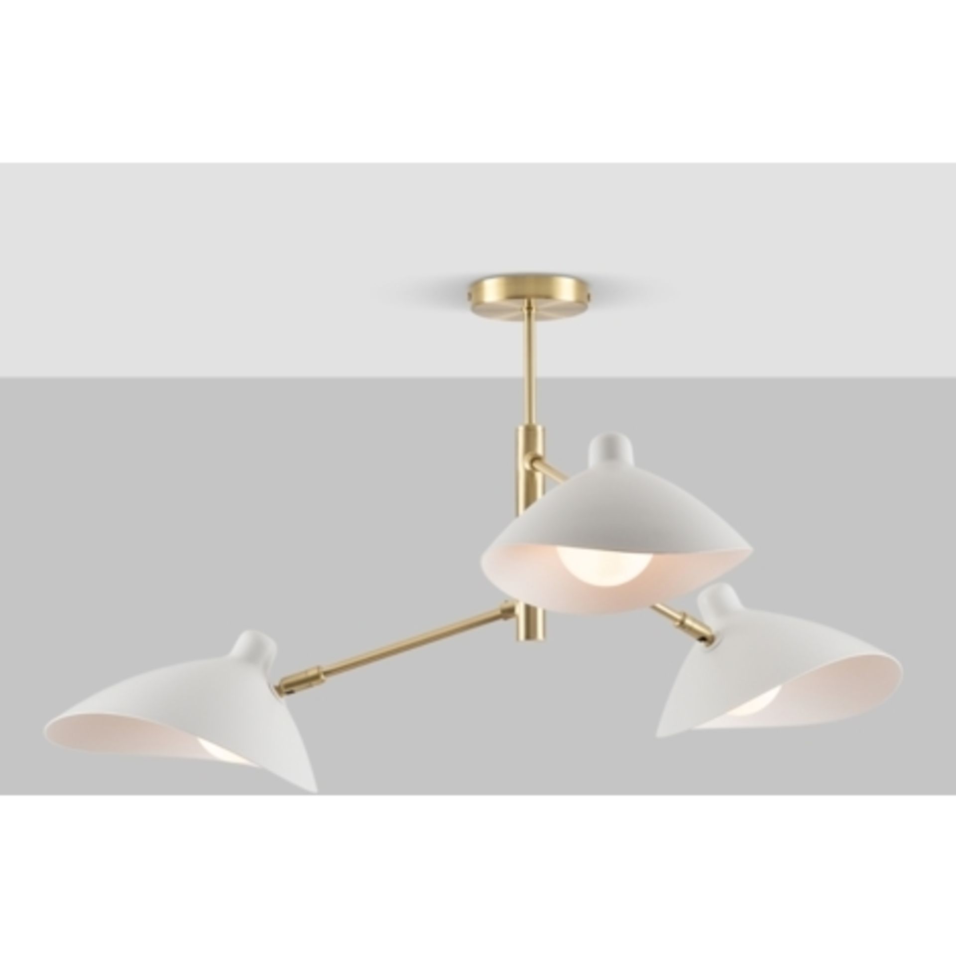 Boxed Eleanor Satin Brass With White Semi Flush Metal Shade Ceiling Light RRP £90 (17669) (Public