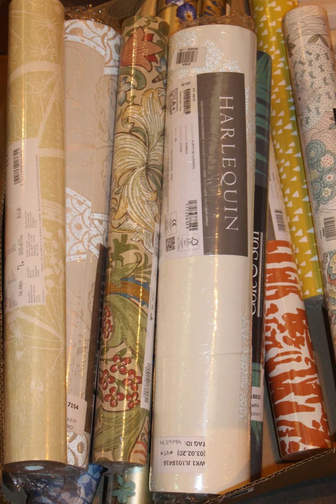 Lot To Contain 12 Assorted Brand New Sealed Rolls Of Designer Wallpaper By Cole & Son Harlequin