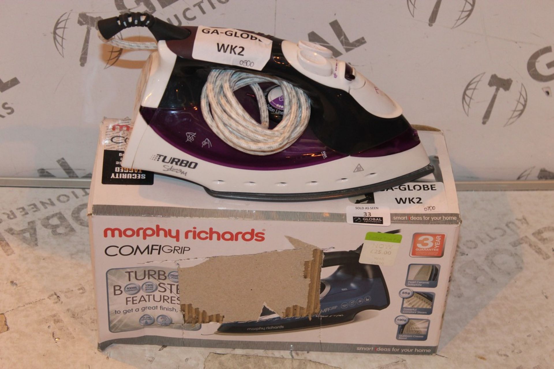 Lot To Contain 2 Assorted Boxed And Unboxed Morphy Richards Turbo Steam Irons Combined RRP £140 (