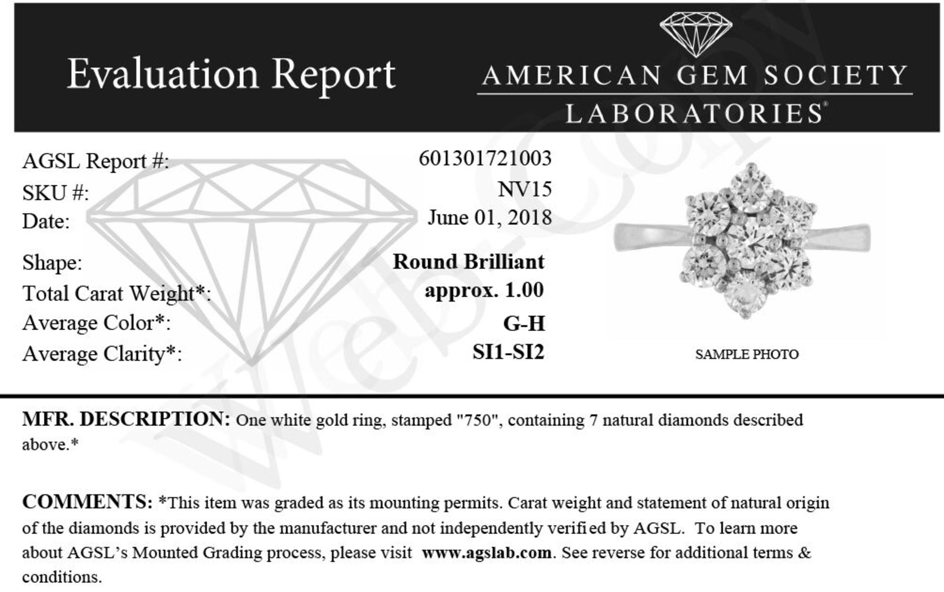 Flower Diamond Ring. With AGS Certificate, Metal 18ct white gold, Weight 3.82, Diamond Weight (ct) - Image 2 of 2