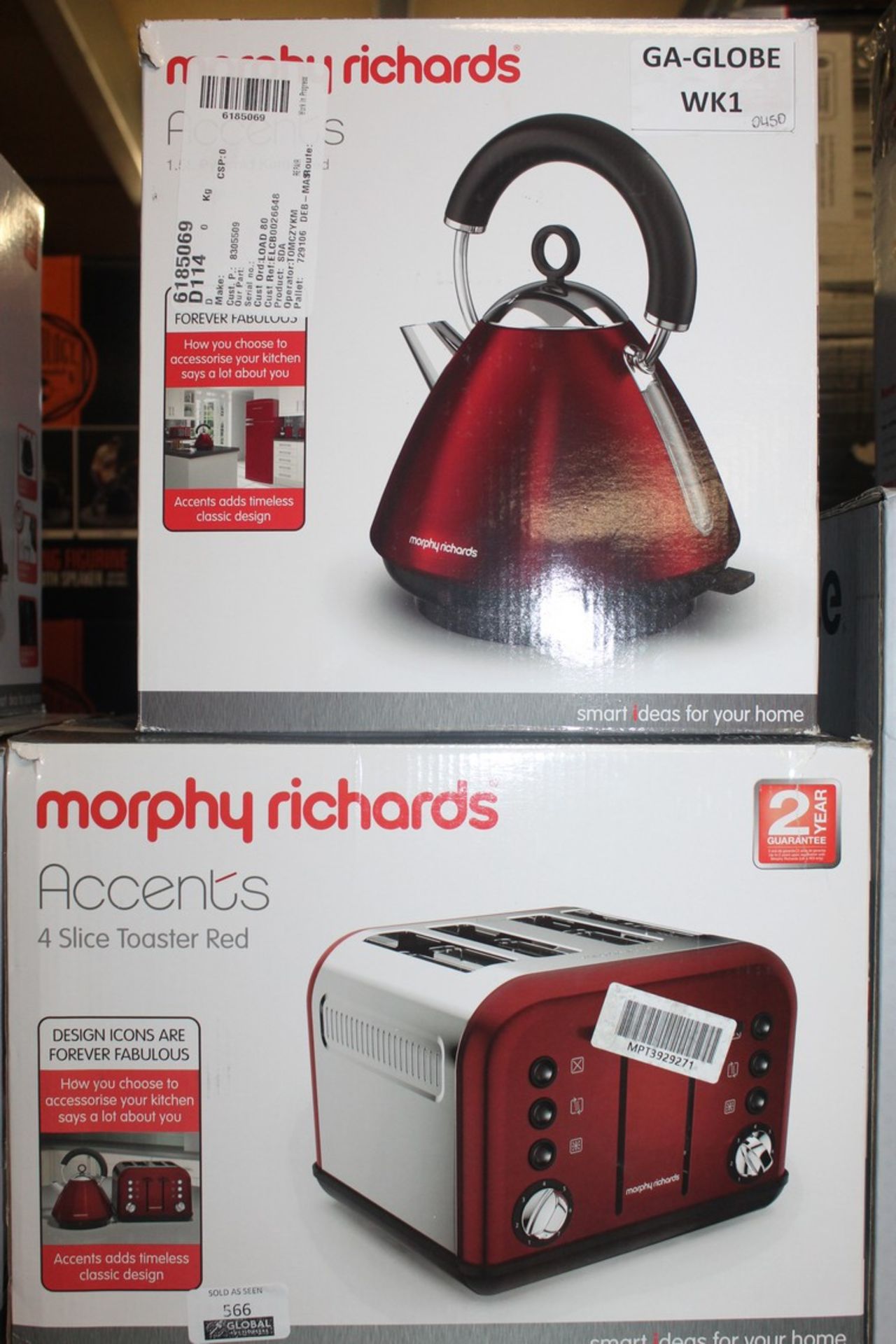 Boxed Morphy Richards Accents 2 Piece Red Set To I