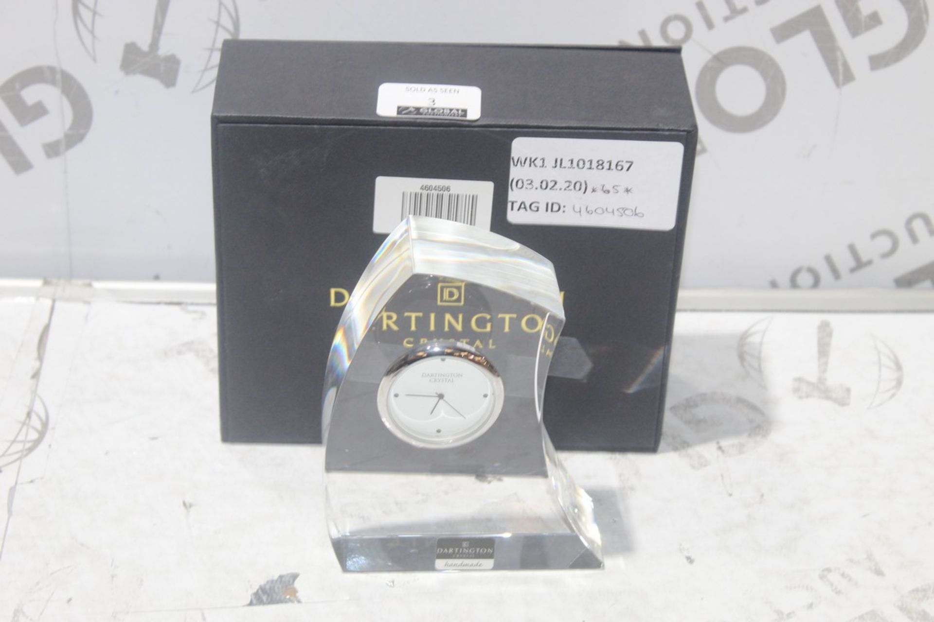 Boxed Dartington Crystal Obscure Mantel Clock, RRP