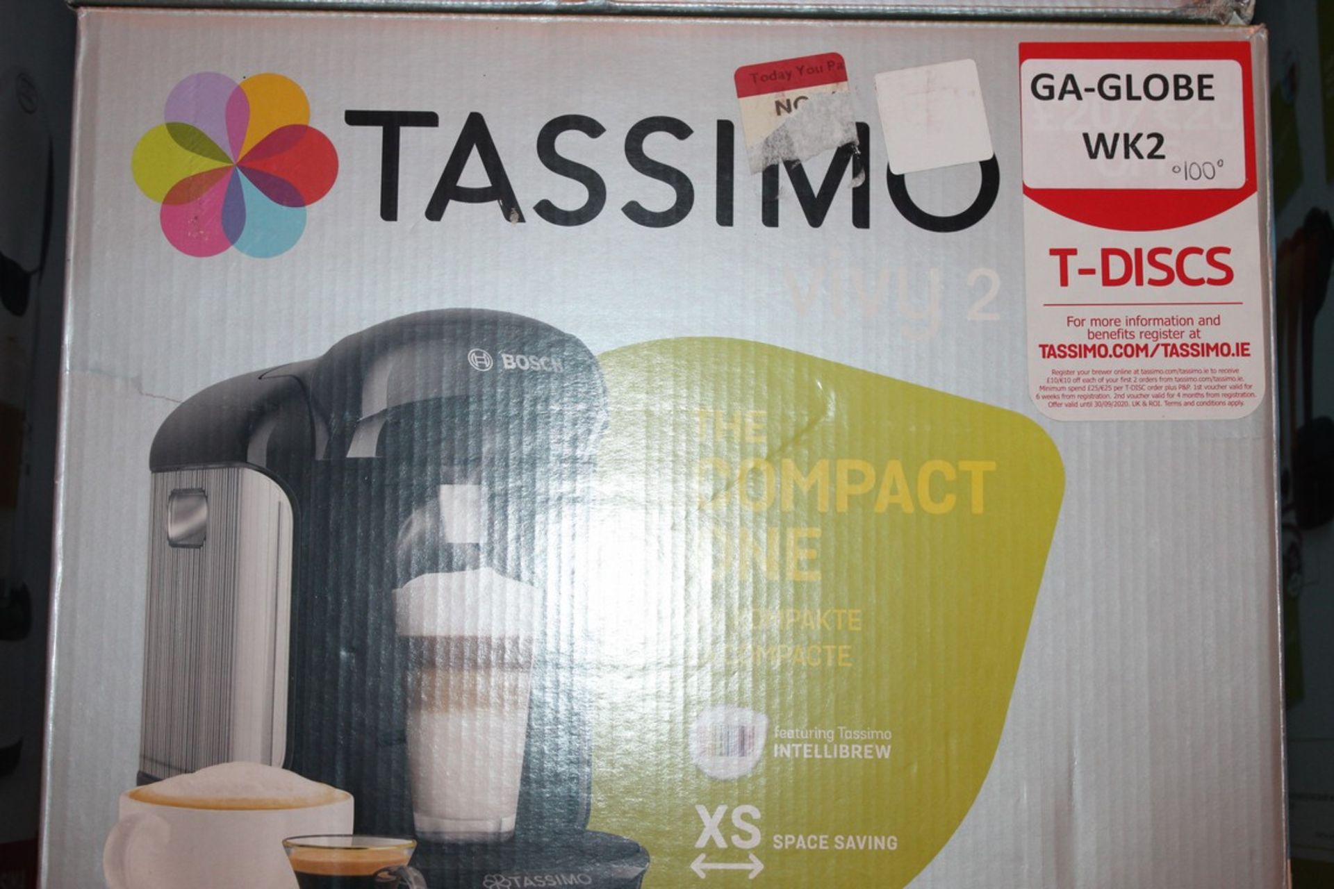 Lot To Contain 2 Boxed Bosch Tassimo Vivy2 Compact