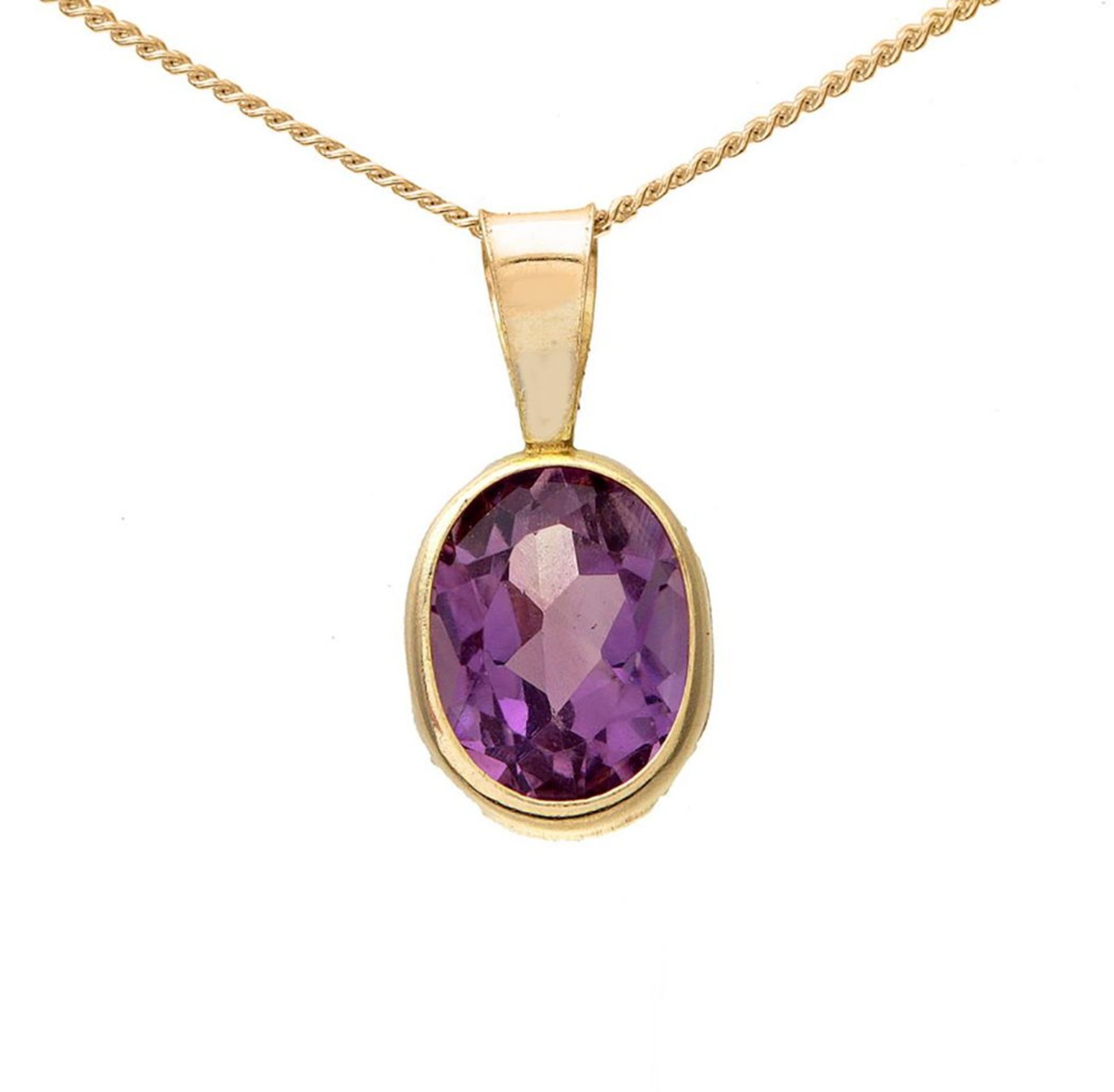 Yellow Gold Amethyst Gemstone Necklace, Metal 9ct