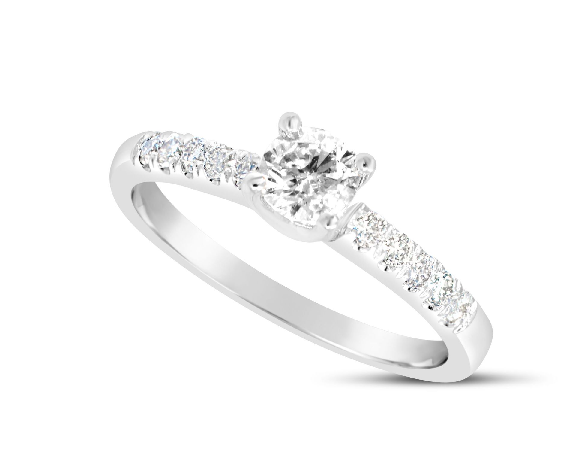 Solitaire Diamond Ring with Diamonds on Shoulder, - Image 3 of 3