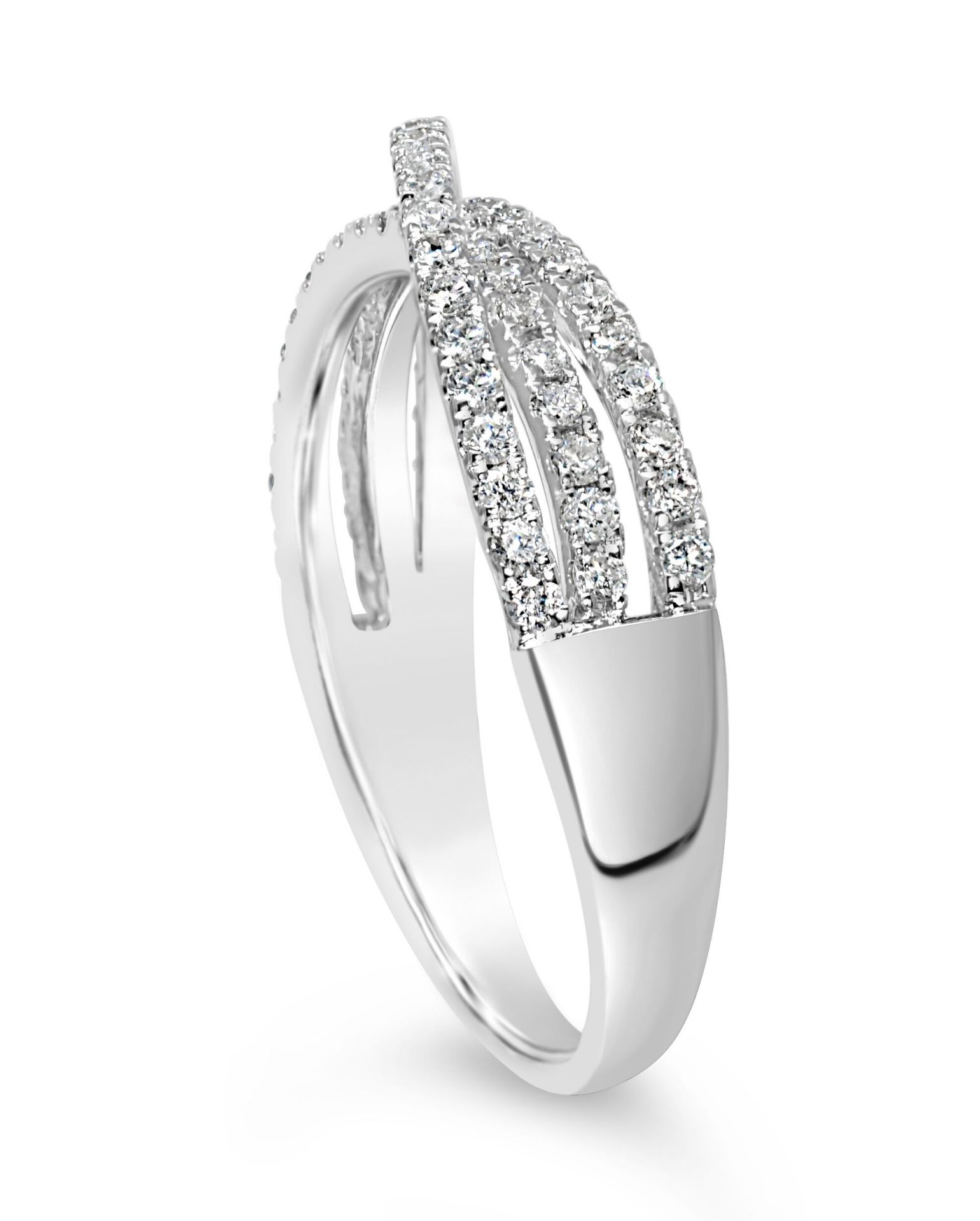 Diamond Set Ribbon Twists Ring, Metal 14ct White G - Image 2 of 3