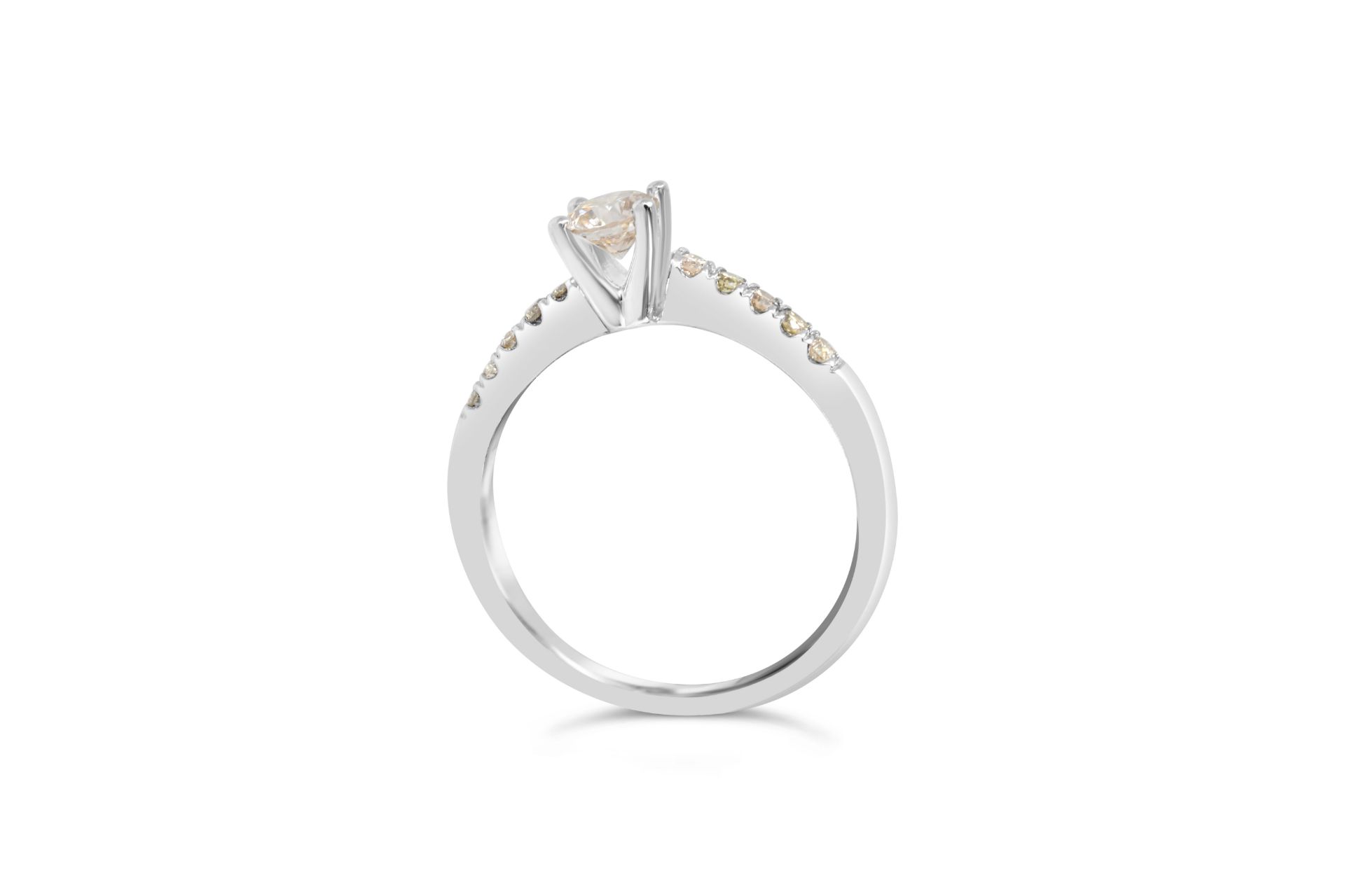 Solitaire Diamond Ring with Diamonds on Shoulder, - Image 2 of 3