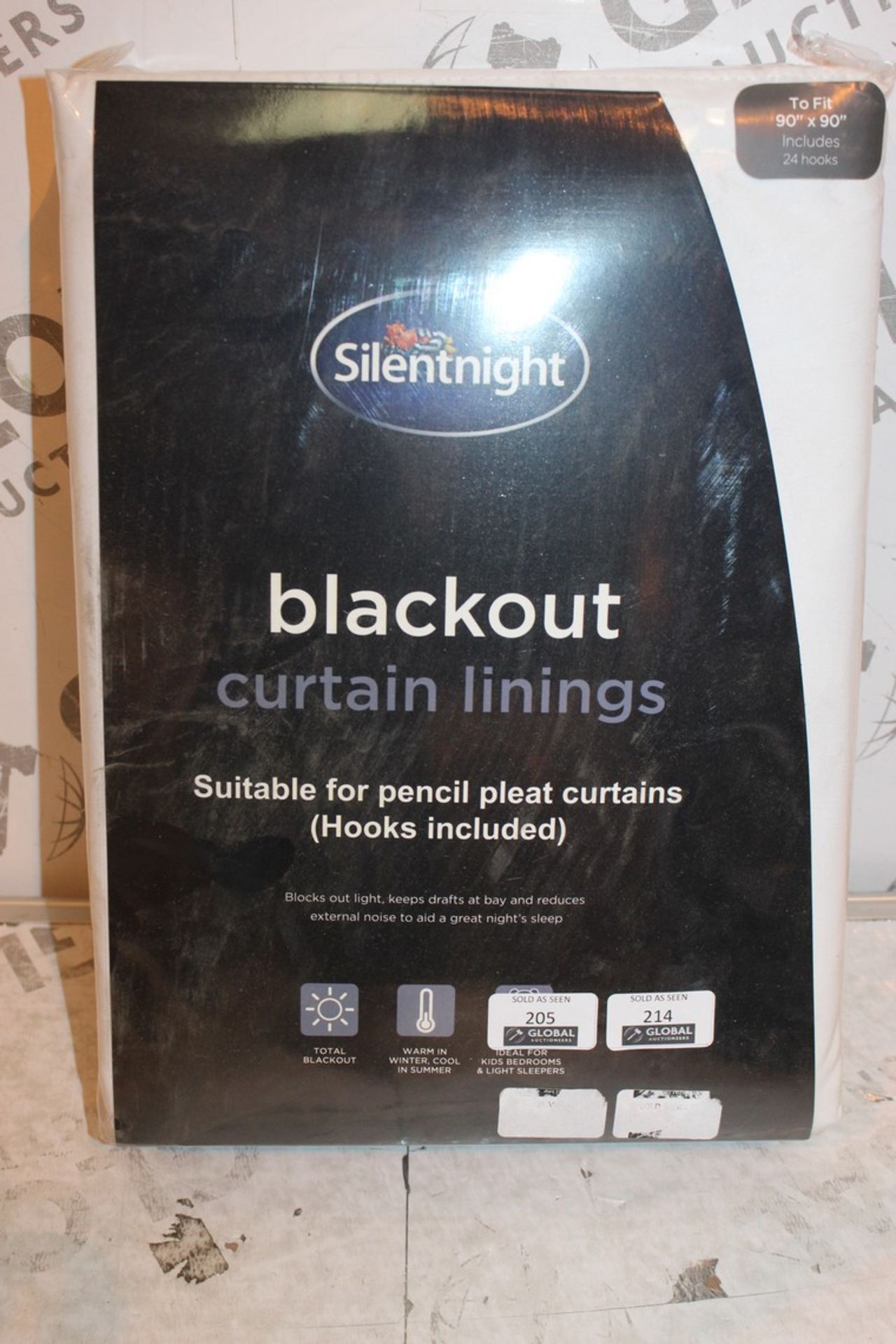 Brand New and Sealed Pair of Silentnight 90 x 90 Inch Blackout Curtain Lining RRP £152