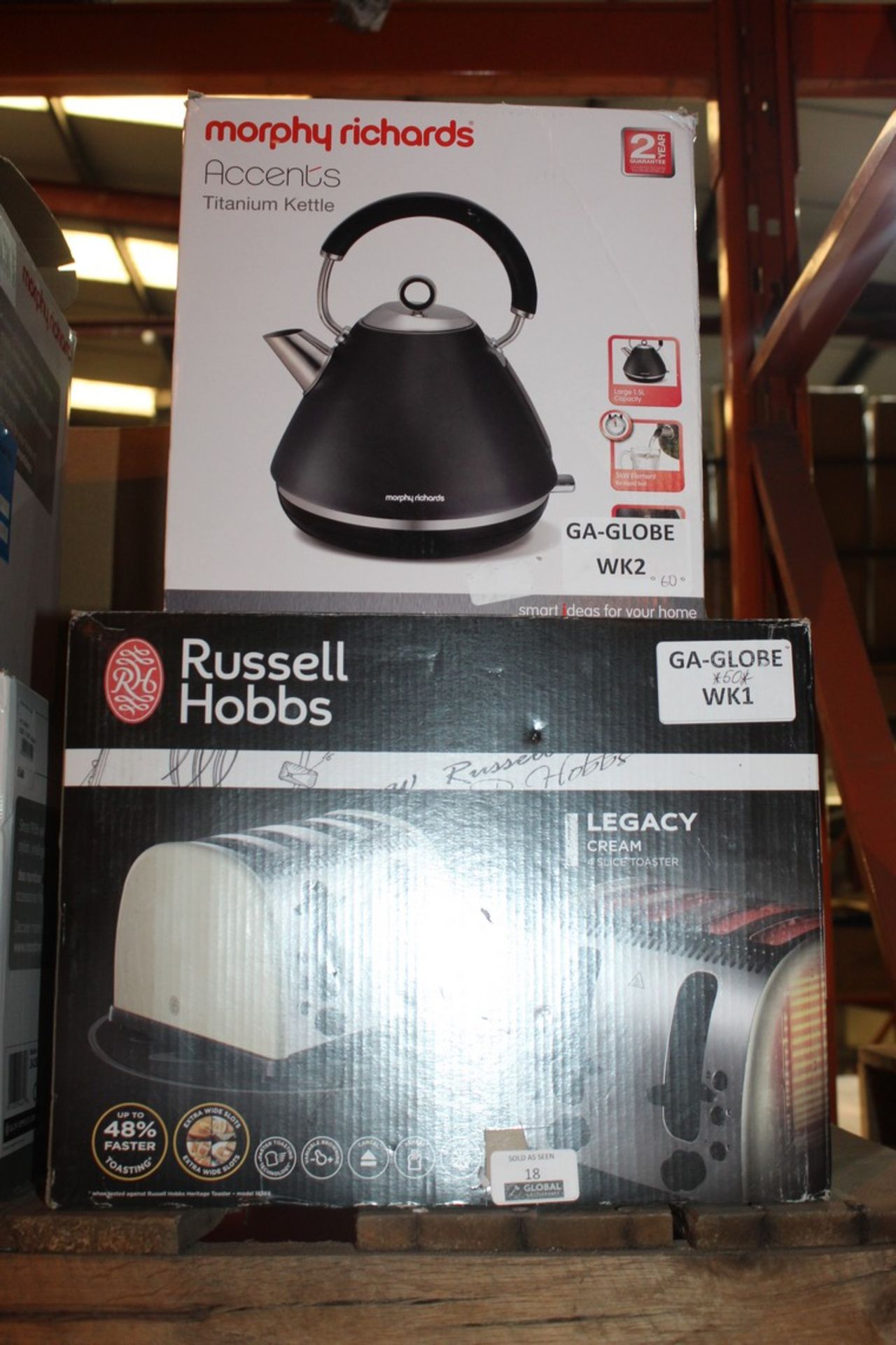 Lot to Contain 2 Assorted Kitchen Items Morphy Richards Accent Titatium Kettle & Russell Hobbs