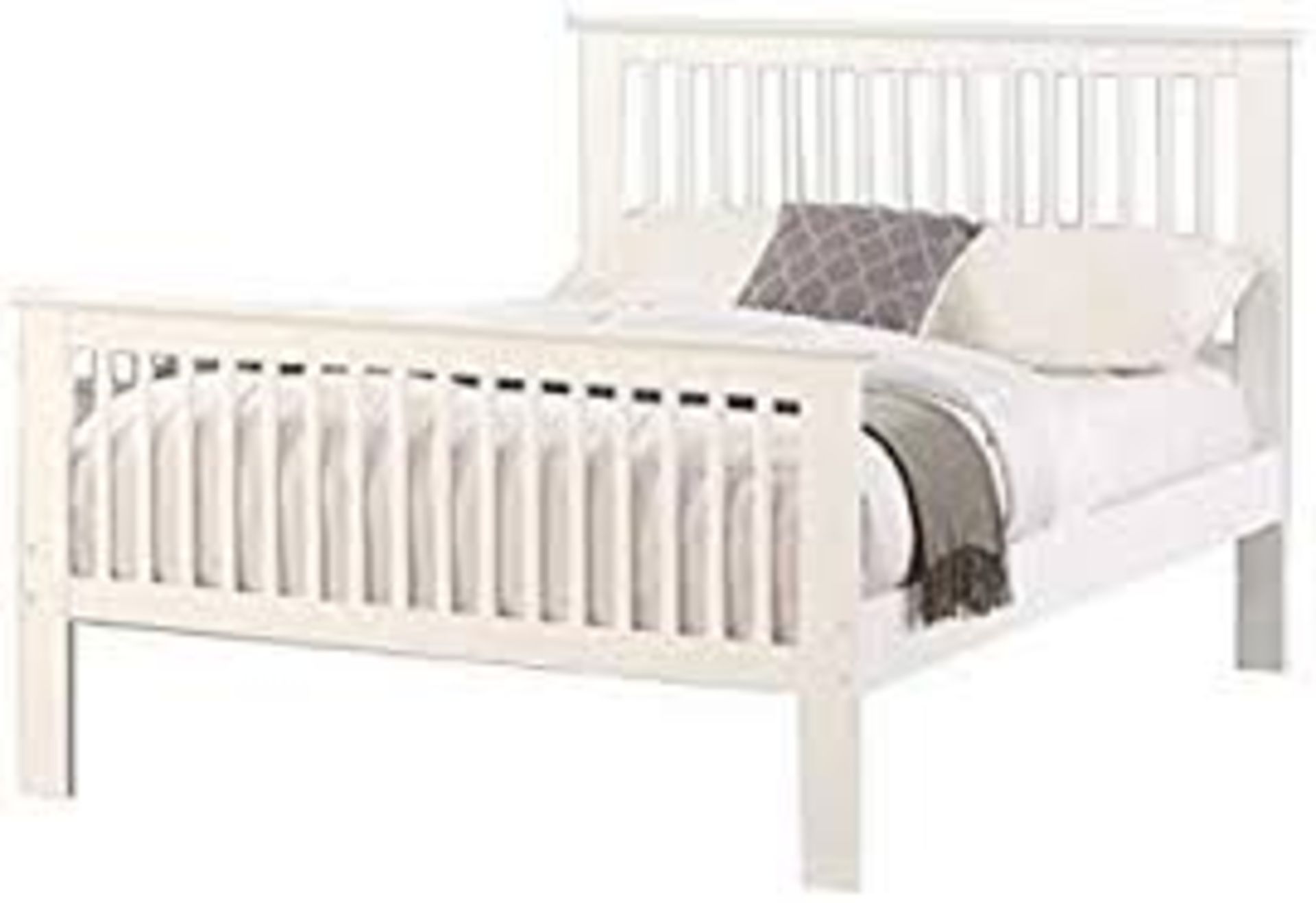 Boxed 4FT6 Double Howard White Wooden Bedstead RRP £300 (Sourced From A High End Furniture