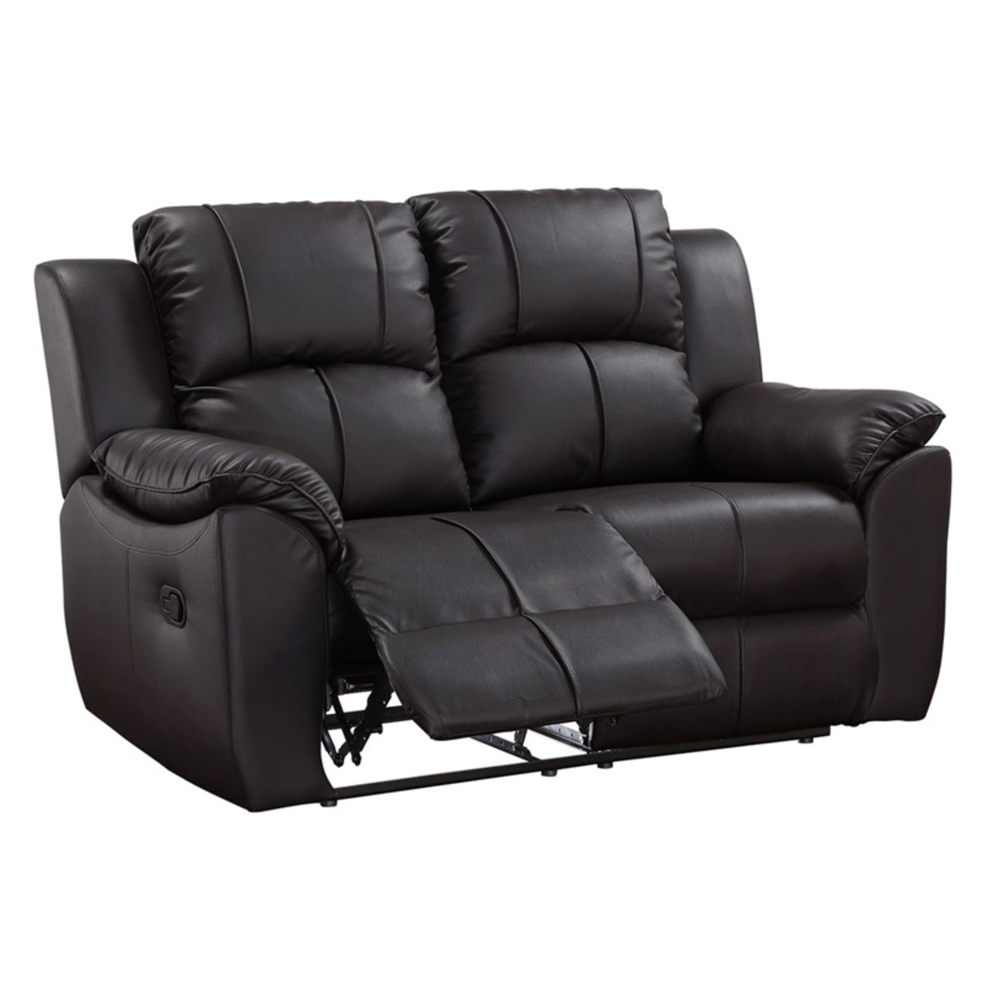 Boxed Black Leather Stitched Detail 2 Seater Reclyner Sofa RRP £700 (Sourced From A High End