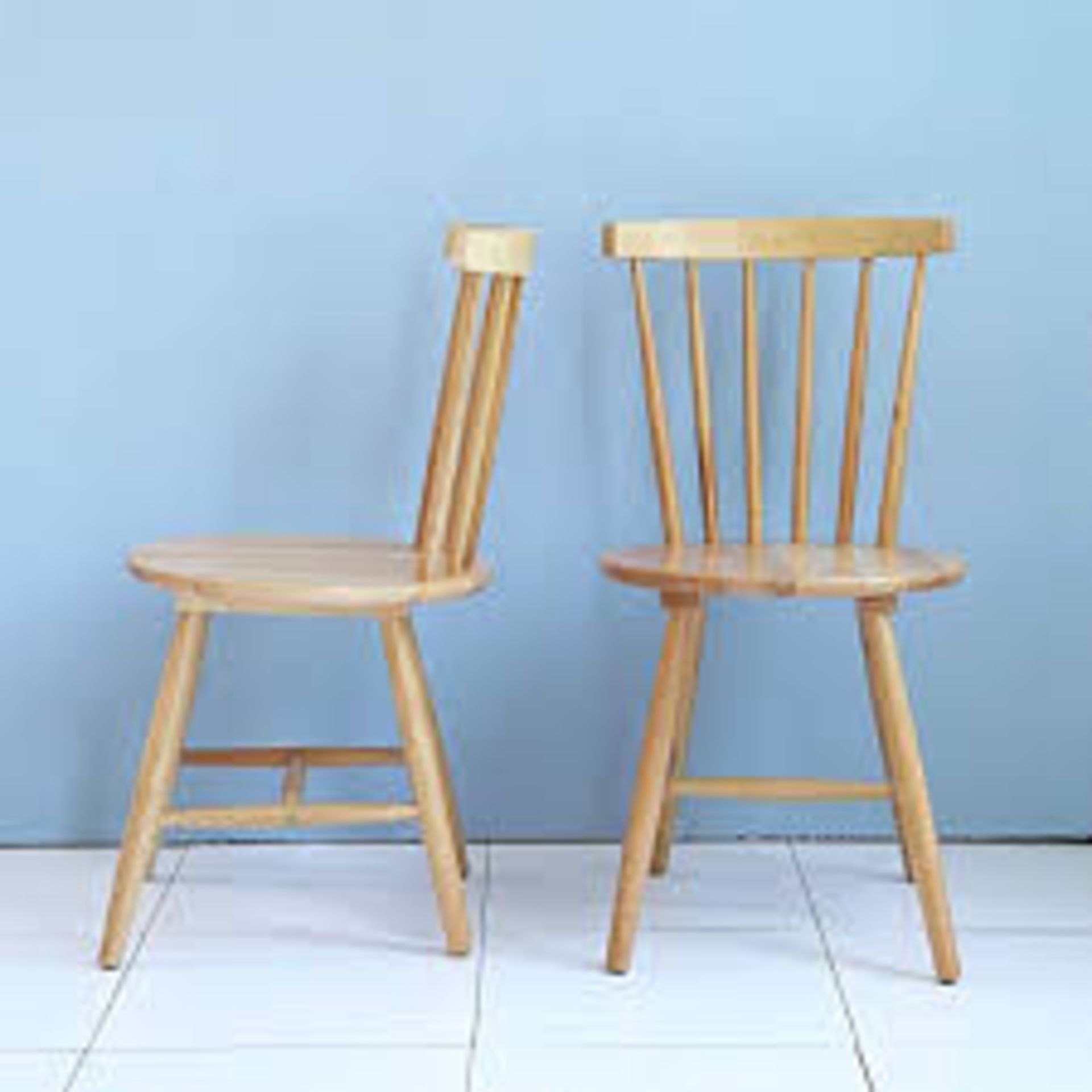 Box Of 4 Natural And Green Curved Back Designer Spindle Dining Chairs RRP £50 (Sourced From A High