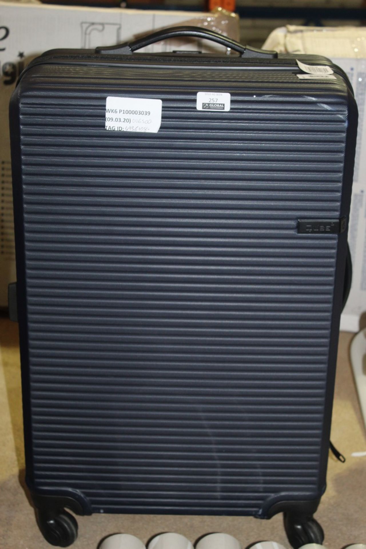 Cubed Colony Navy Blue Hard Shell Medium Size Trolley Luggage Suitcase RRP £65 (49361089)