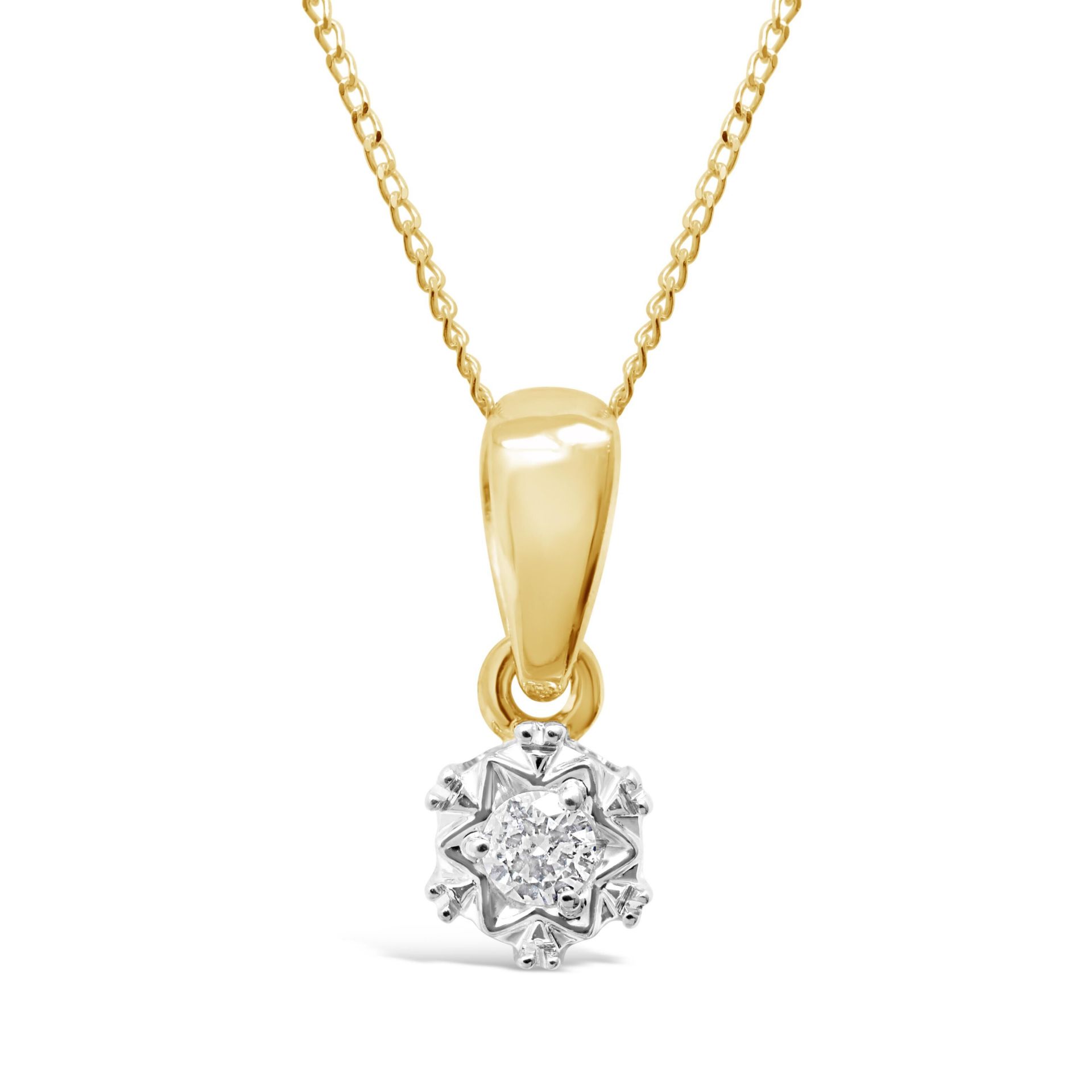 Diamond necklace with detailed setting and a bright diamond