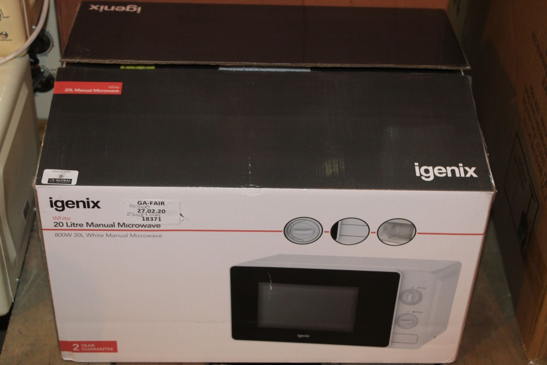 Boxed Igenix 20 Litre White Manual Microwave RRP £70 (18371) (Public Viewing & Appraisals