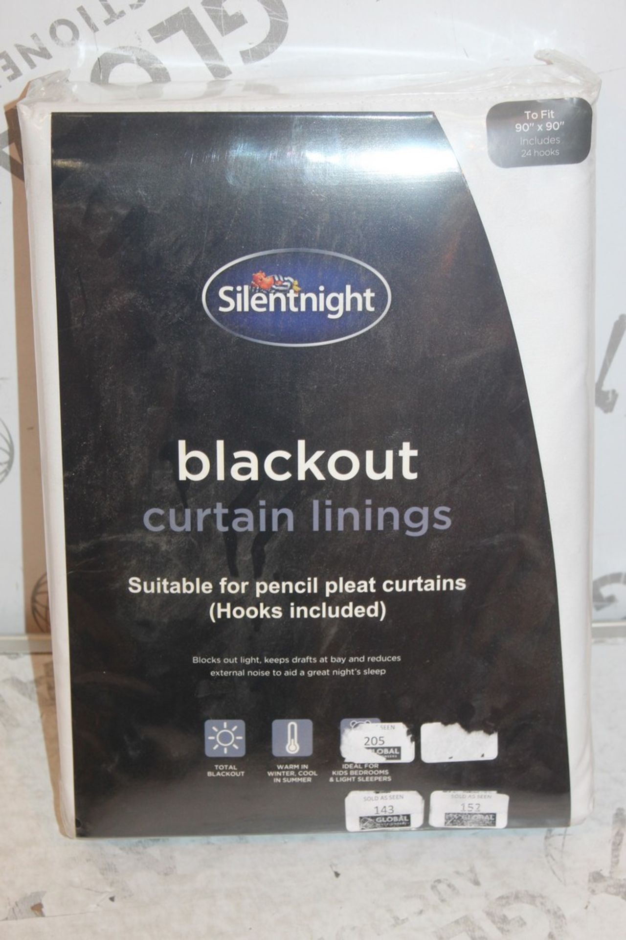 Brand New Pair Silent Night 90 x 90in Blackout Curtain Linings (Public Viewings & Appraisals