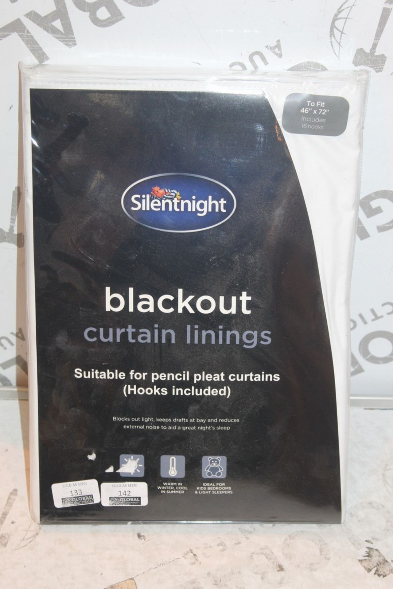 Brand New Pair Silent Night 46 x 72in Blackout Curtain Linings (Public Viewings & Appraisals