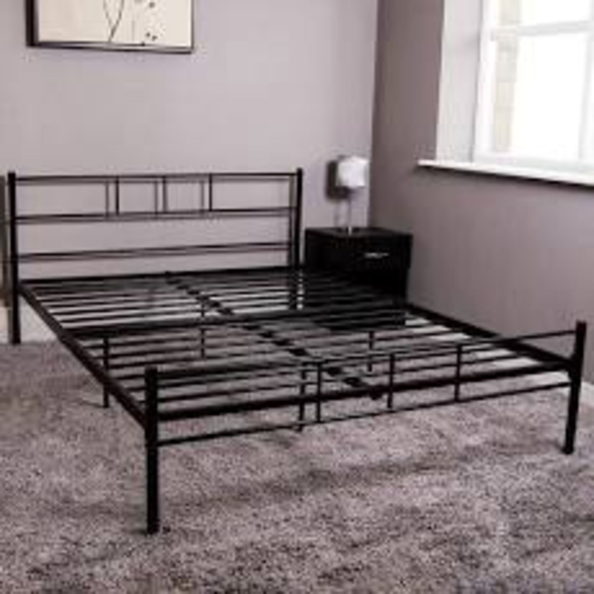 Single Metal Bed In Black Powder Coating RRP £55 (18364) IMAGES ARE FOR ILLUSTRATION PURPOSES ONLY