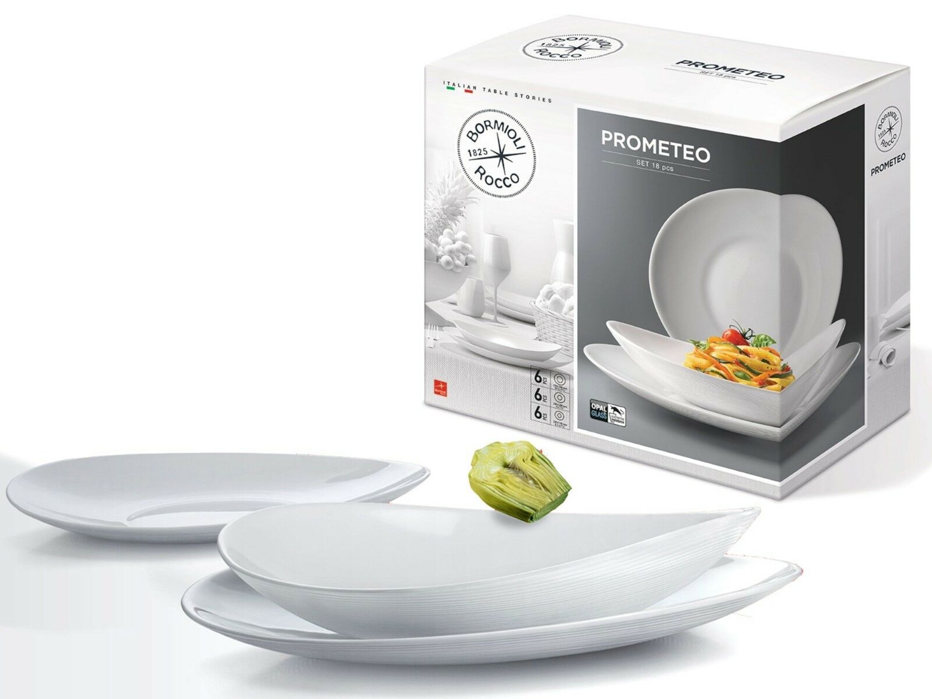 Boxed Prometeo Bormiolli 6 Person Dinner Set RRP £60 (17856) (Public Viewings & Appraisals