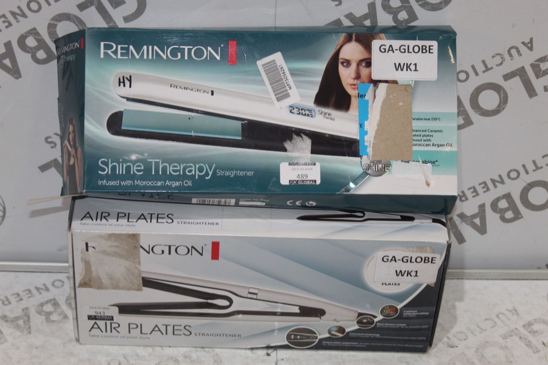 Assorted Items to Include Remington Shine Therapy Straightener and Remington Airplate Straightener