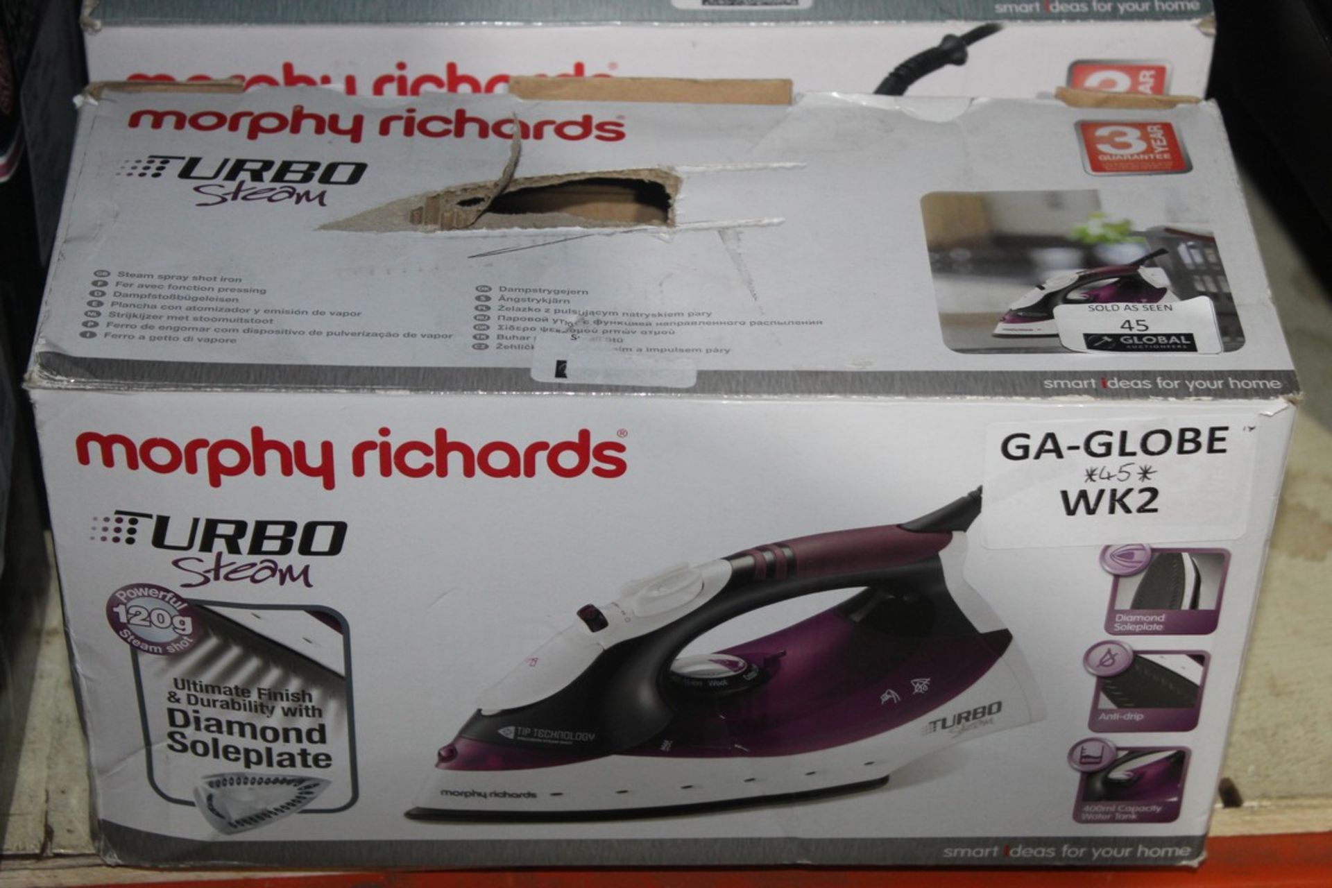 Boxed Assorted Morphy Richards Turbo Steam Pro Turbo Steam & Breeze Steam Irons RRP £45-55 Each (