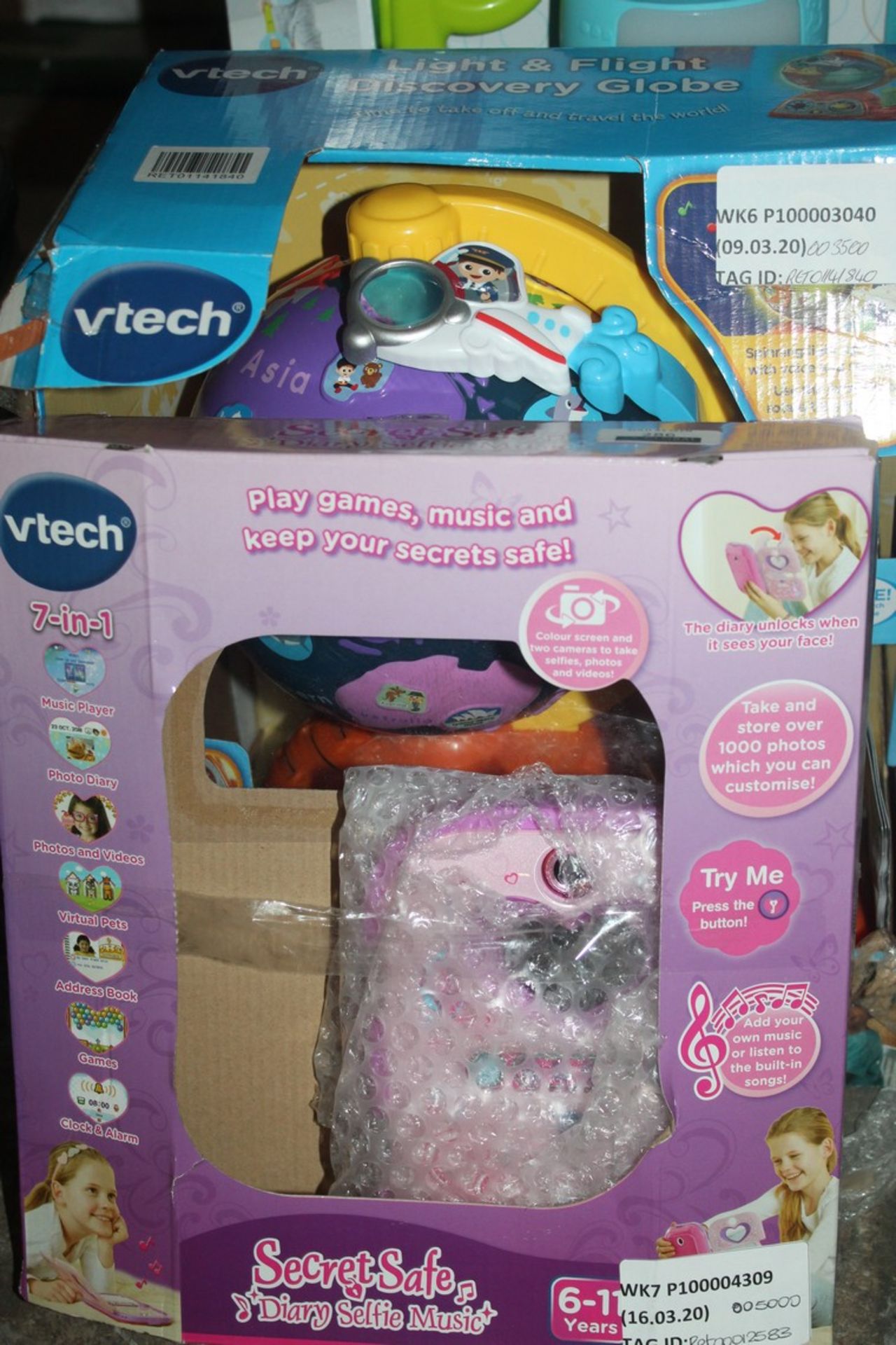 Assorted Childrens Toy Items To Include A Fisher Price Laugh And Learn Light Up Vacuum Vtech Light