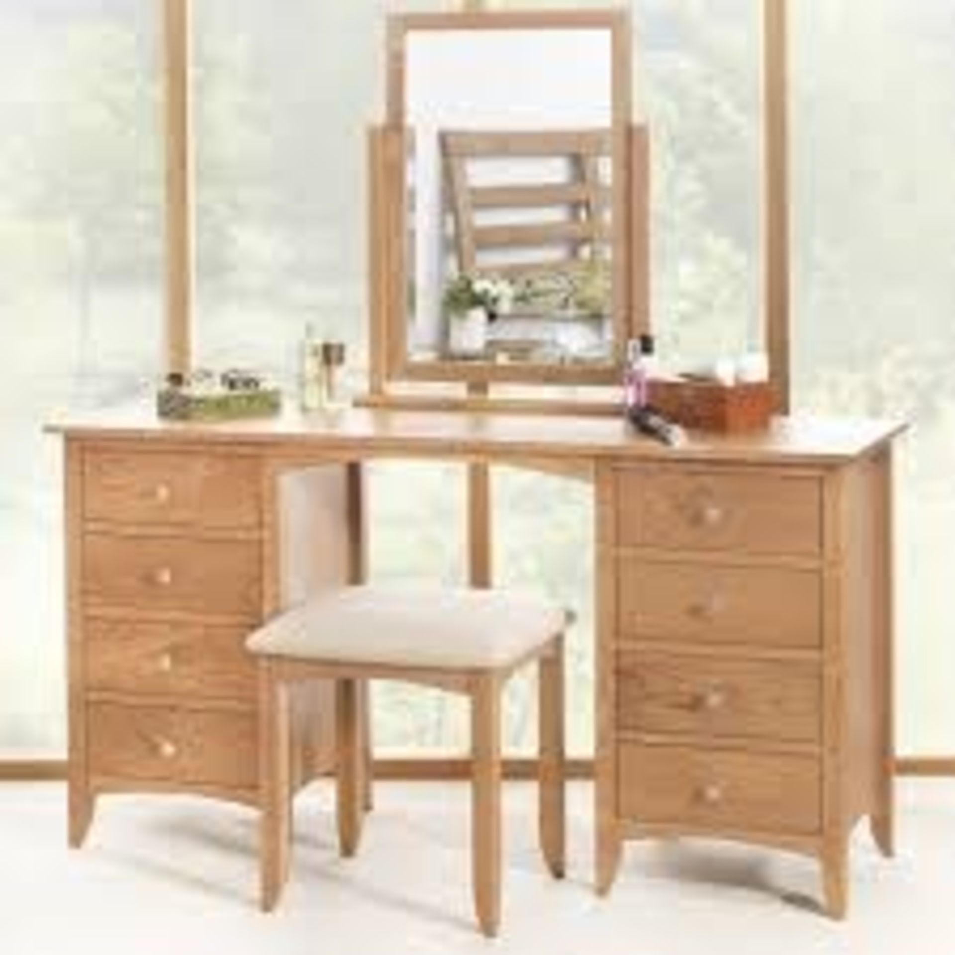 Boxed Solid Pine 8 Drawer Dressing Table RRP £400. IMAGES ARE FOR ILLUSTRATION PURPOSES ONLY AND MAY