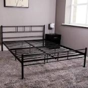 Boxed Double Metal Bed In Black Powder Coating RRP £100 (18364) IMAGES ARE FOR ILLUSTRATION PURPOSES