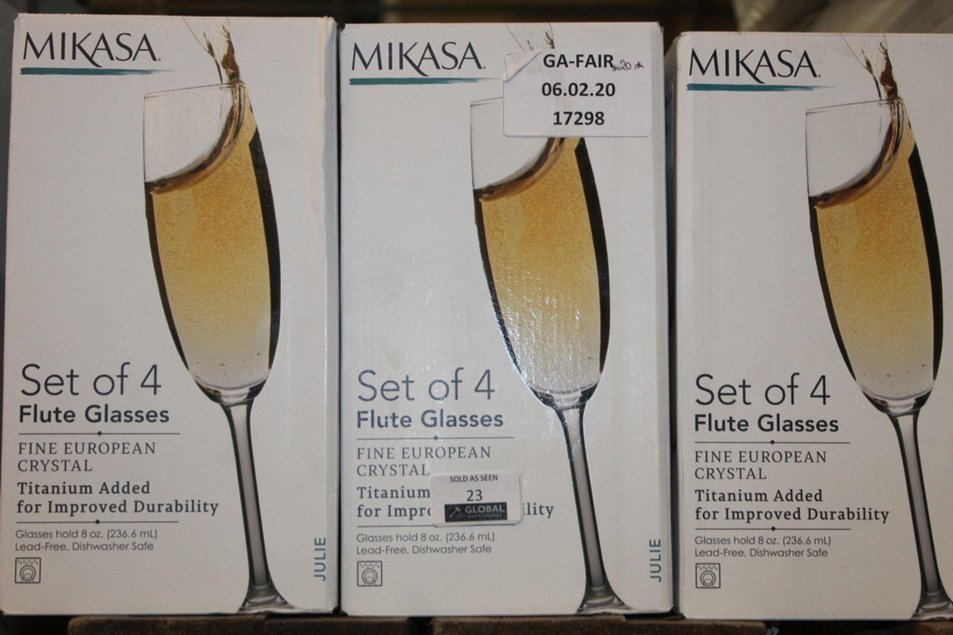 Lot To Contain 3 Sets Of 4 Mikasa Fine European Crystal Champagne Flutes Combined RRP £60 (17298) (