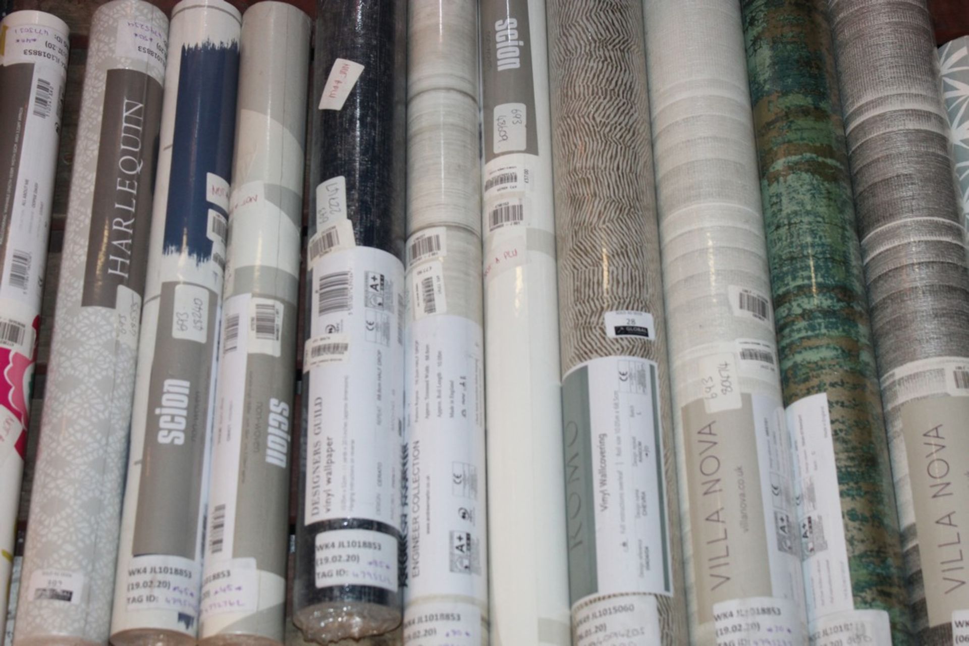 Lot To Contain 12 Assorted Rolls Of Designer Wallpaper By Villanova Andrew Martin Harlequin