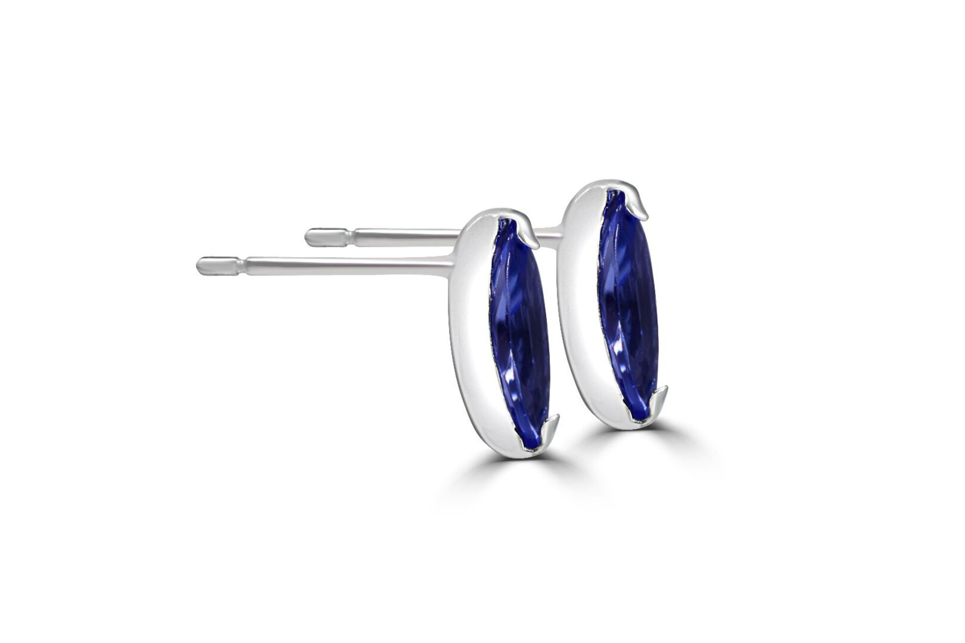 Tanzanite Stud EaringsPremium AAAA Marquise Cut Tanzanite in 18ct White Gold - Image 4 of 4