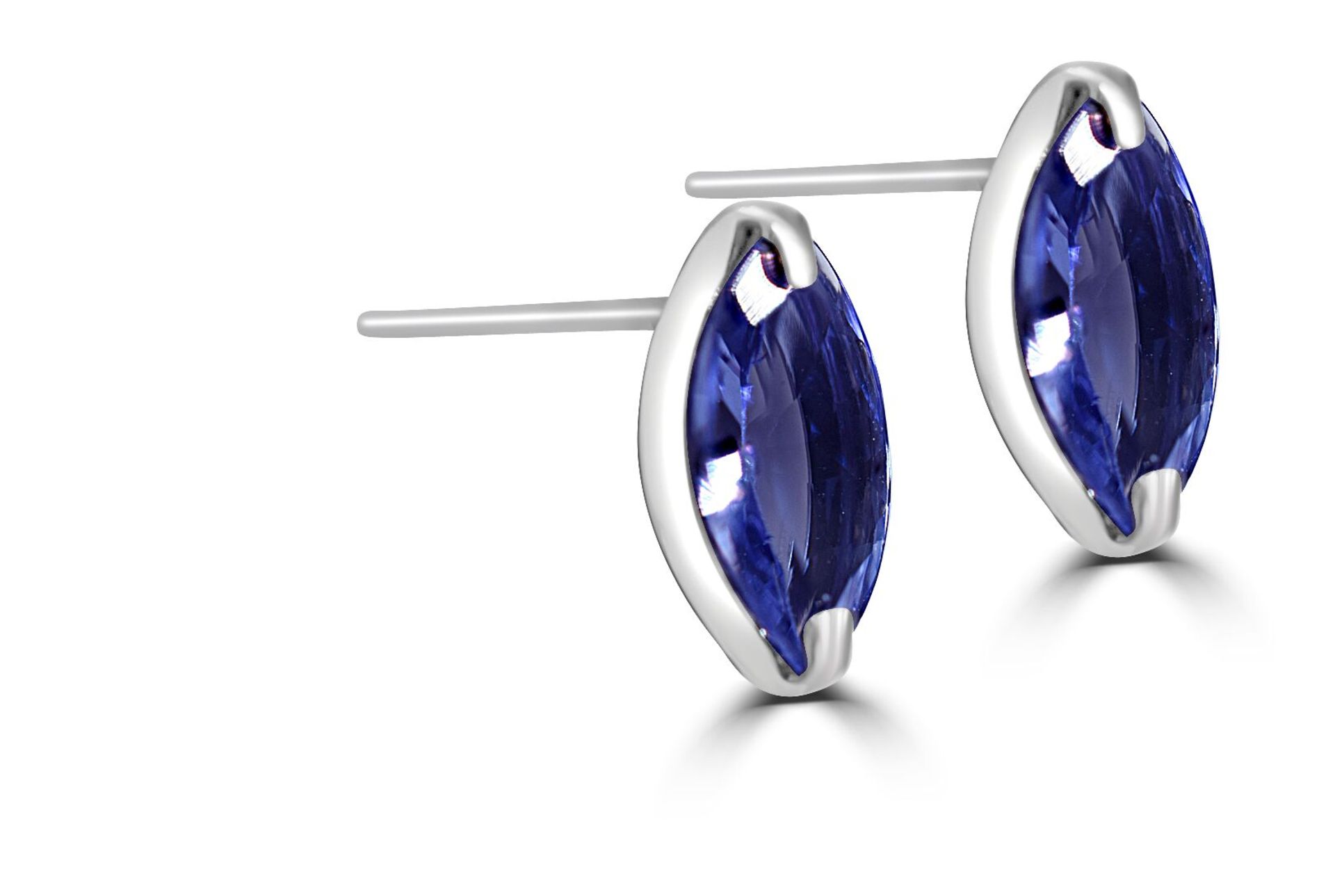 Tanzanite Stud EaringsPremium AAAA Marquise Cut Tanzanite in 18ct White Gold - Image 2 of 4