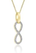 9ct Yellow Gold Diamond Infinity Pendant