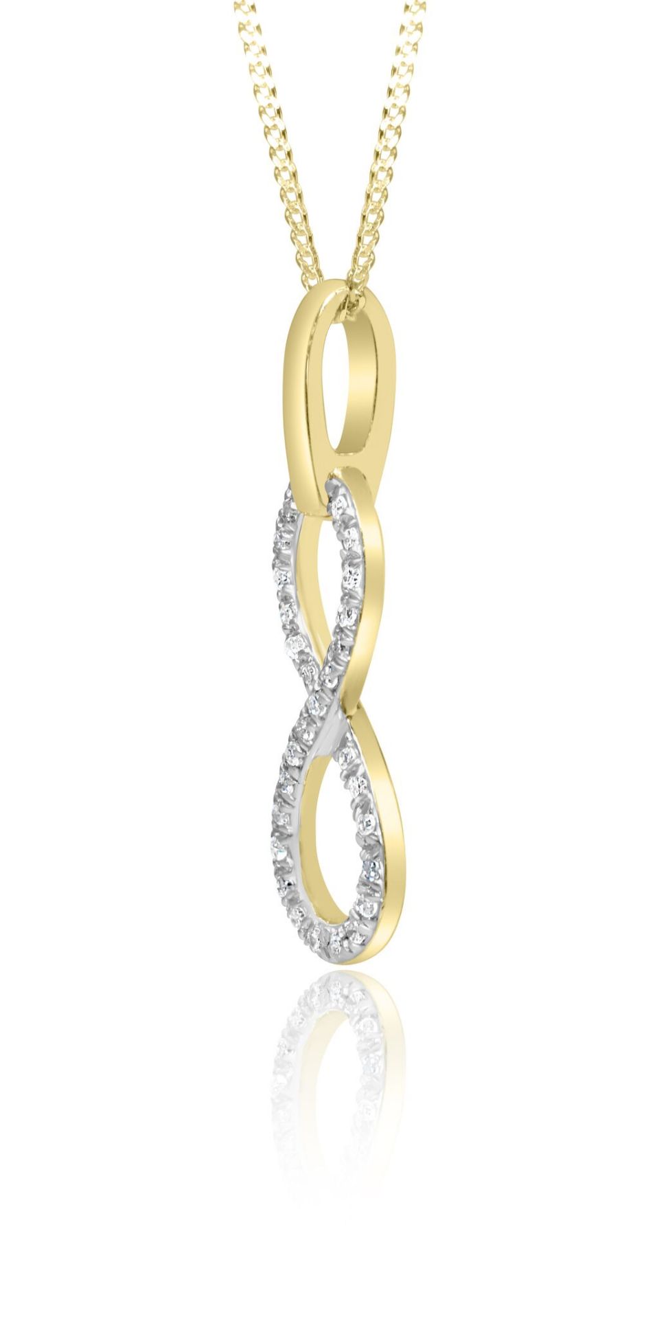9ct Yellow Gold Diamond Infinity Pendant - Image 2 of 3