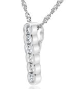 6 Stone Diamond Drop Necklace (0.31ct) Bezel Set in 14K White Gold