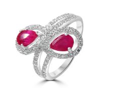 Two stone Ruby and Diamond ring