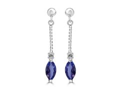 Tanzanite (0.50) and Diamond drop earrings in 18ct White Gold