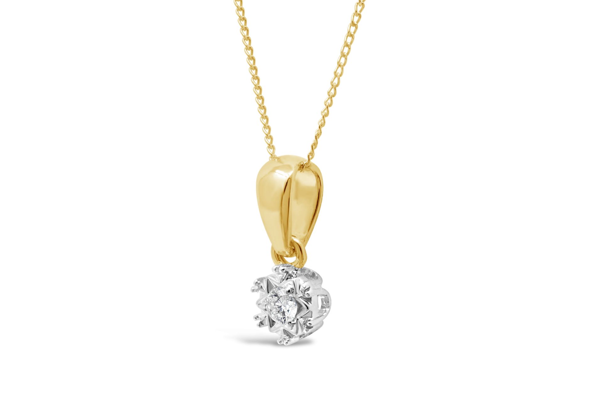 Diamond necklace with detailed setting and a bright diamond - Image 4 of 4