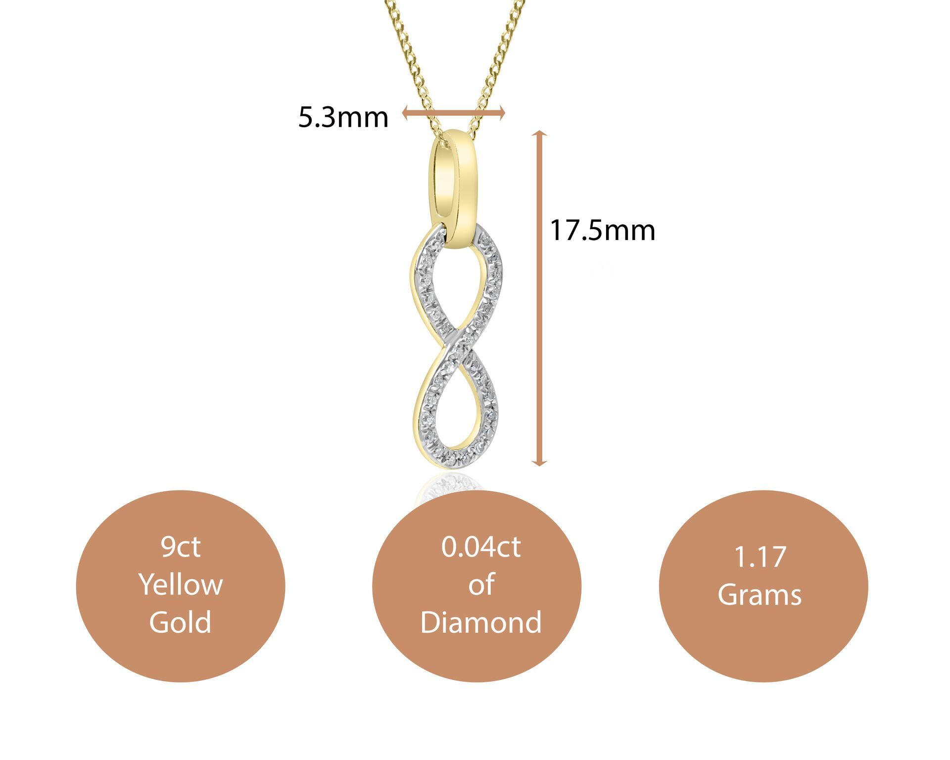 9ct Yellow Gold Diamond Infinity Pendant - Image 3 of 3