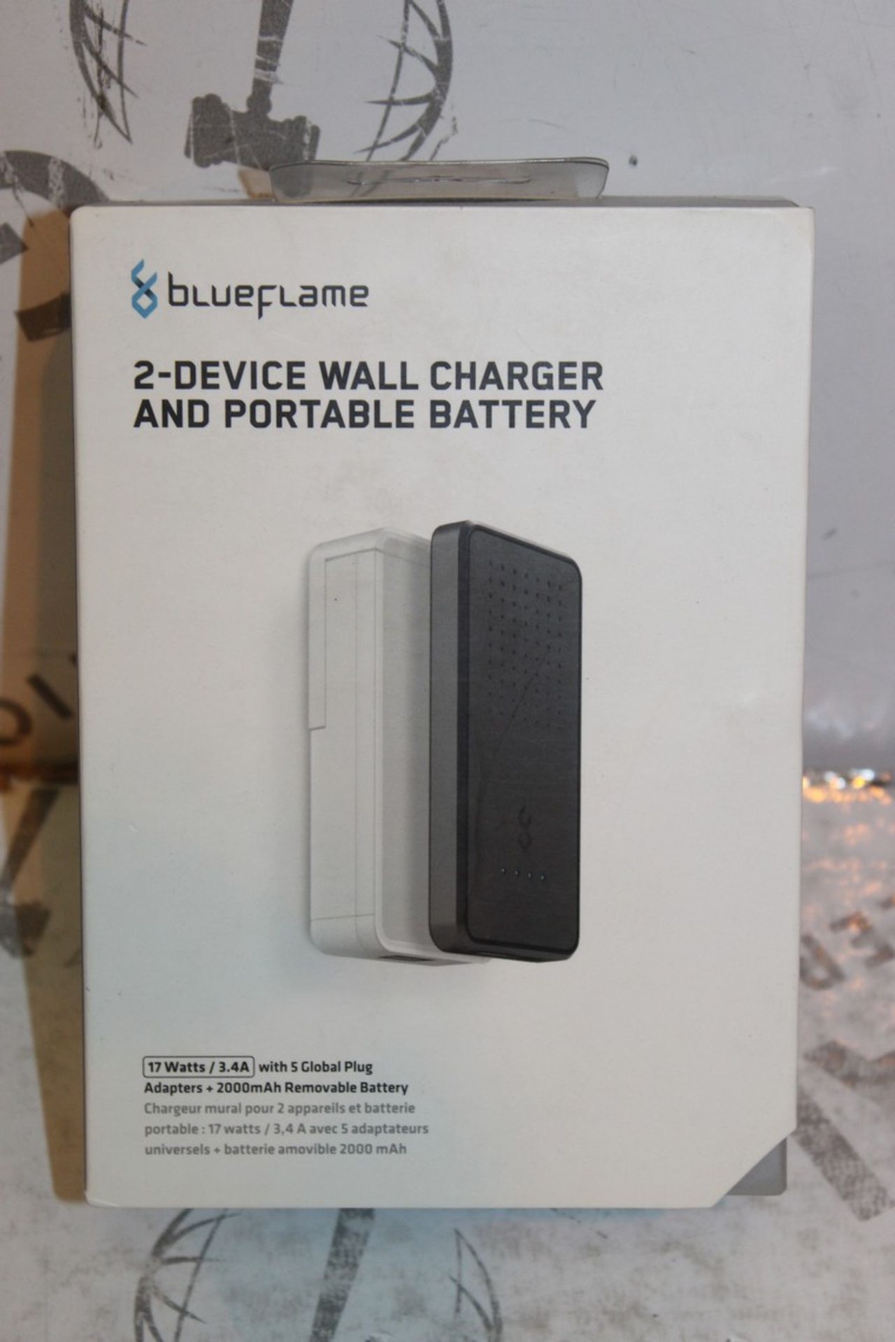 Lot to Contain 3 Boxed Blue Flame 2 Device Plug In Wall Chargers with Detachable Battery Pack RRP £