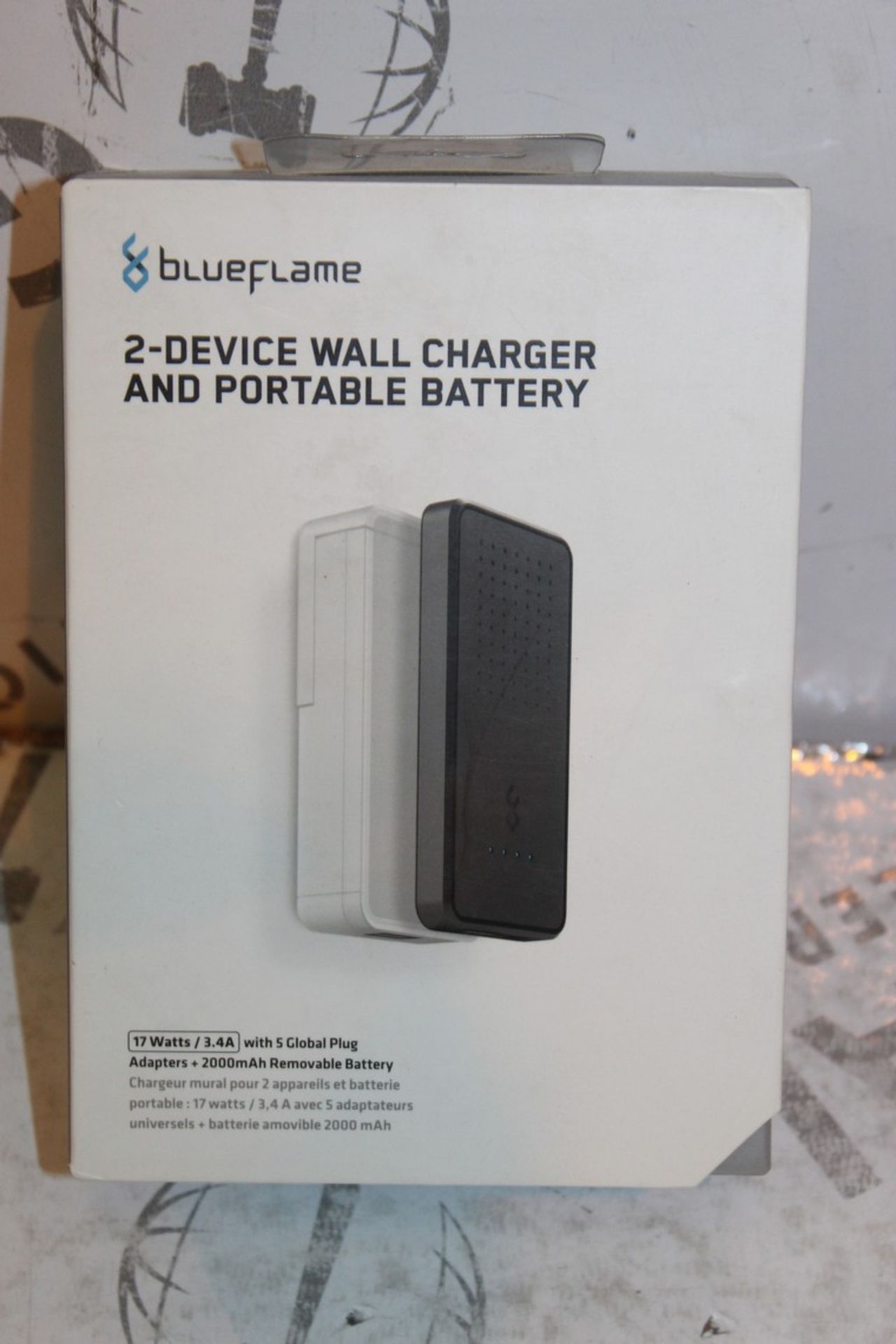 Lot to Contain 3 Boxed Blue Flame 2 Device Plug In Wall Chargers with Detachable Battery Pack RRP £