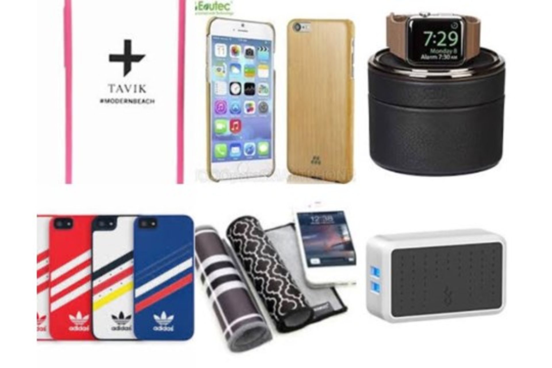 Lot to Contain Assortment of Items to Include Blue Flame 2 Wall Device Charges Sena iPhone Cases &