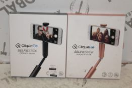 Lot to Contain 2 Assorted Cliquefie Selfie Stick 1 Rose Gold 1 Space Grey Combined RRP £70