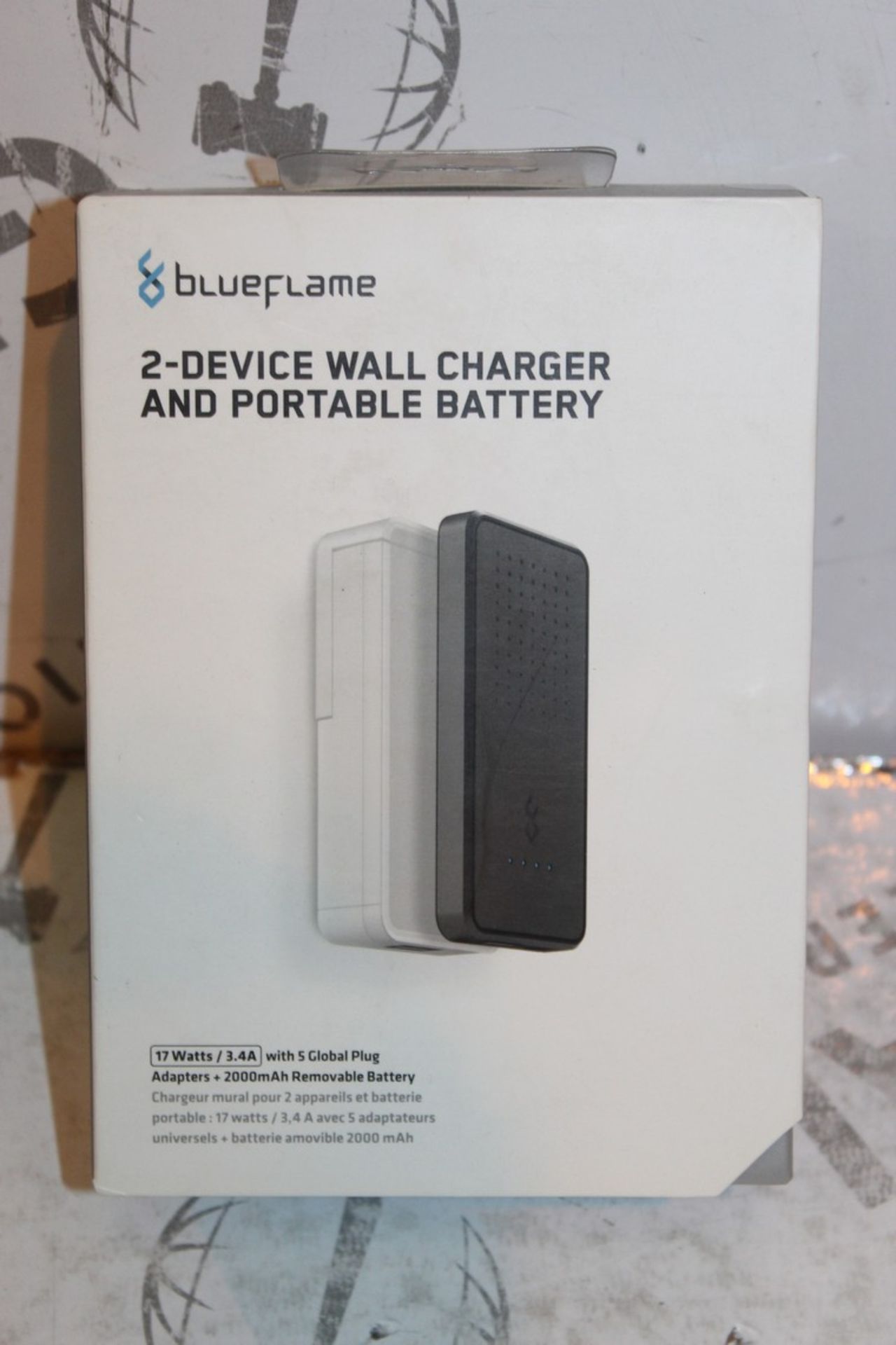 Lot to Contain 3 Boxed Blue Flame 2 Device Plug In Wall Chargers with Detachable Battery Pack RRP £