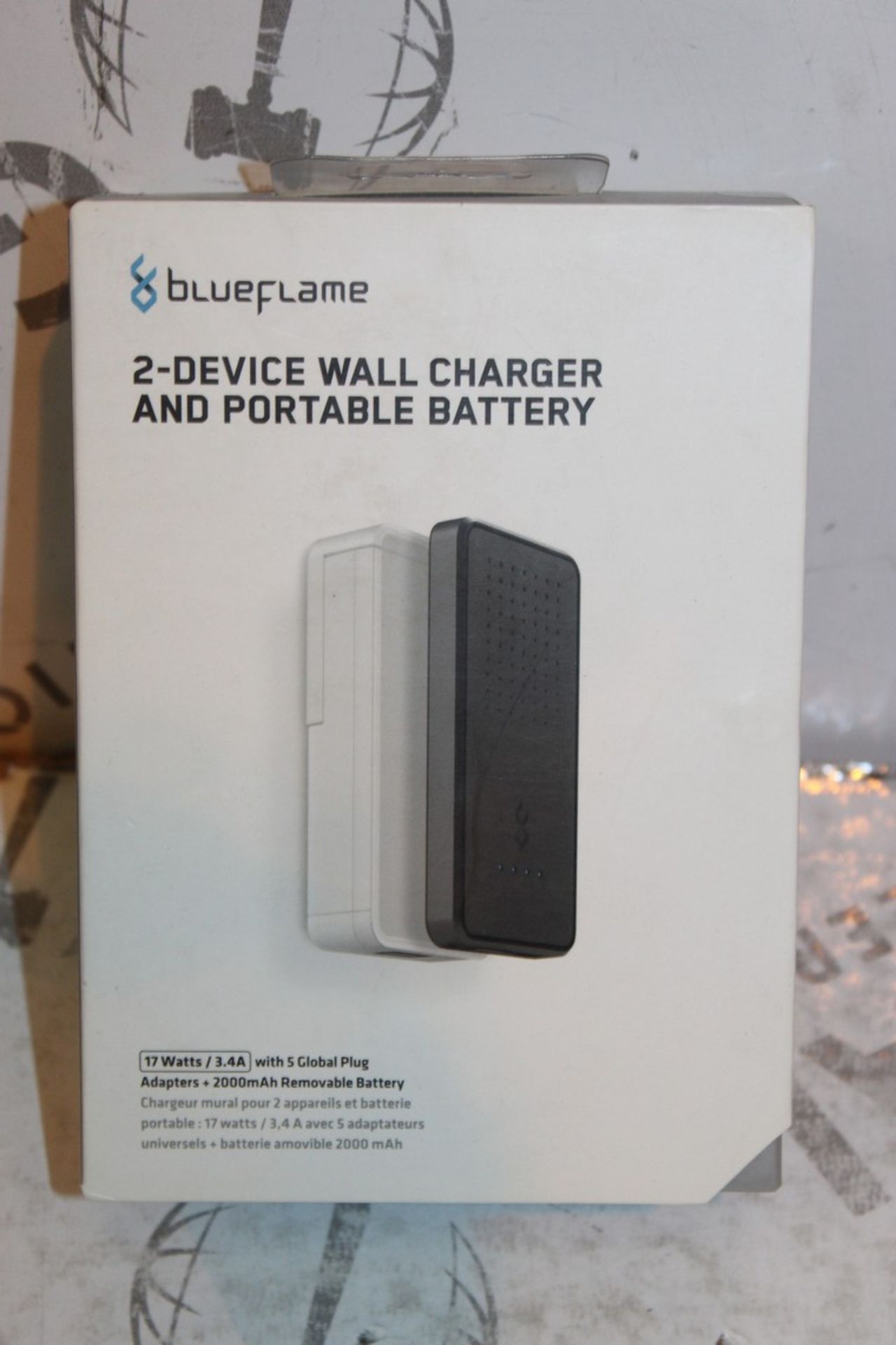 Lot to Contain 3 Boxed Blue Flame 2 Device Plug In Wall Chargers with Detachable Battery Pack RRP £