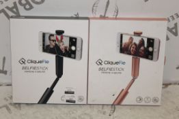 Lot to Contain 2 Assorted Cliquefie Selfie Stick 1 Rose Gold 1 Space Grey Combined RRP £70