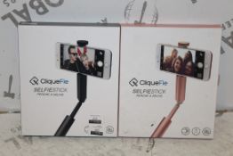 Lot to Contain 2 Assorted Cliquefie Selfie Stick 1 Rose Gold 1 Space Grey Combined RRP £70