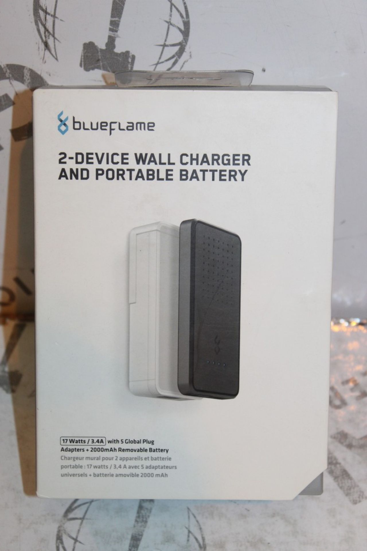 Lot to Contain 3 Boxed Blue Flame 2 Device Plug In Wall Chargers with Detachable Battery Pack RRP £